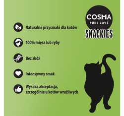 COSMA Original Snackies liofilizowany przysmak kota mięso tuba 3 smaki 46 g