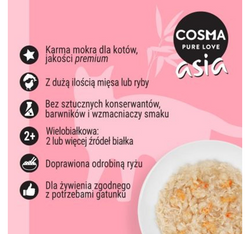 COSMA ASIA Tuńczyk z Krabami w galarecie mokra karma kota z tuńczykiem 100g