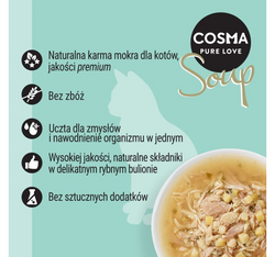 COSMA Soup Zupa Łosoś z Cukinią przysmak kota mokra karma zupka 40g