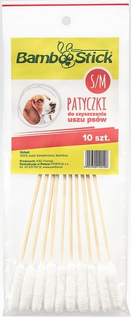 BAMBOOSTICK Patyczki bambusowe do czyszczenia uszu psa kota królika S-M 10