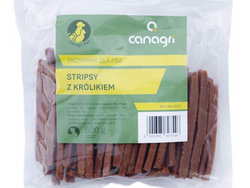 CANAGRI Stripsy paski 80% mięso królika przysmak nagroda psa 500g