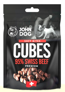 JOHN DOG Soft Cubes Wołowina 95% mięsa przysmak smakołyk psa treserki 120g