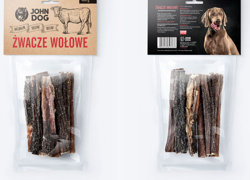 JOHN DOG Żwacze wołowe suszone przysmak naturalny gryzak dla psa 100g