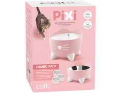 PIXI Catit Combo Zestaw kota różowy Fontanna + Miska na karmę + Filtr x3