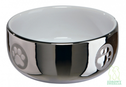 TRIXIE Ceramiczna srebrna miska dla psa kota na wodę karmę 0,3L