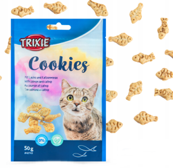 TRIXIE Cookies Chrupiące Ciastka z łososiem i kocimiętką przysmak dla kota