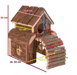 TRIXIE Finn Domek drewniany piętrowy zabawka dla chomika myszy gryzoni