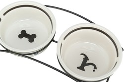 TRIXIE Miski ceramiczne na stojaku dla psa miska na wodę karmę 2x0,25L