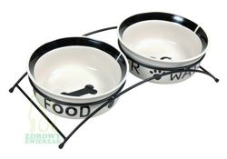 TRIXIE Miski ceramiczne na stojaku dla psa miska na wodę karmę 2x0,6 L